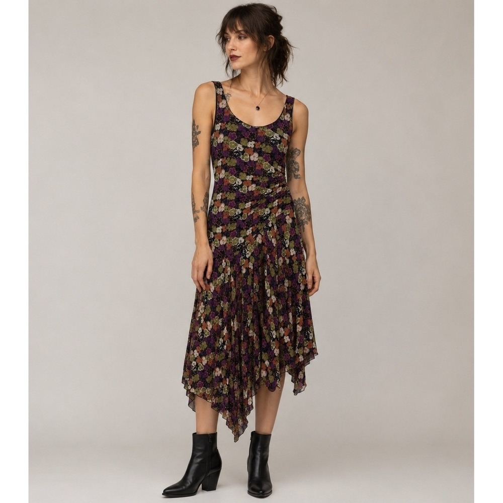 Vintage Jones New York Silk Asymmetrical Dress 4P‎ Black Grunge Halloween